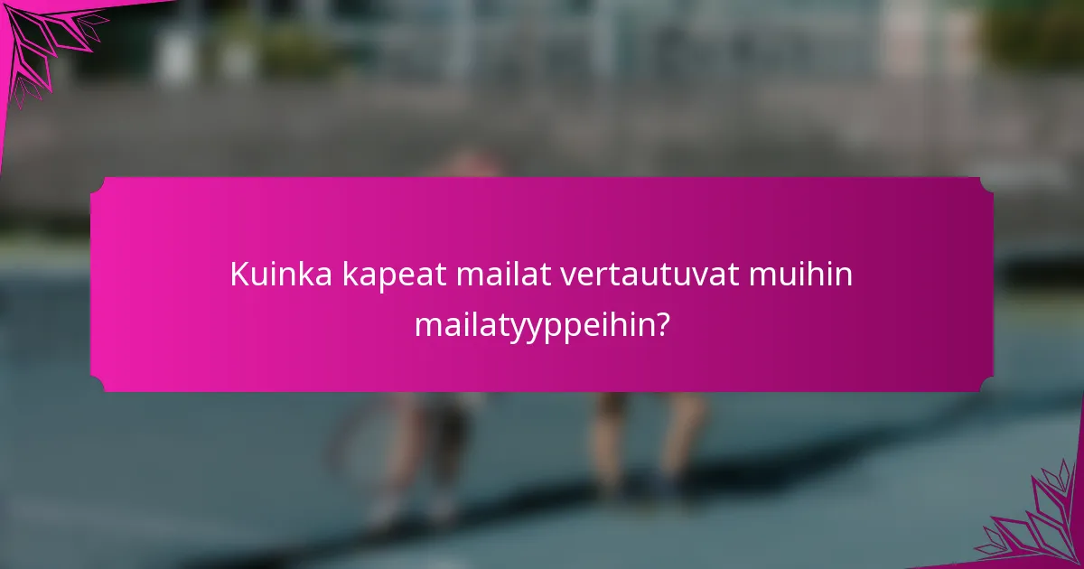 Kuinka kapeat mailat vertautuvat muihin mailatyyppeihin?