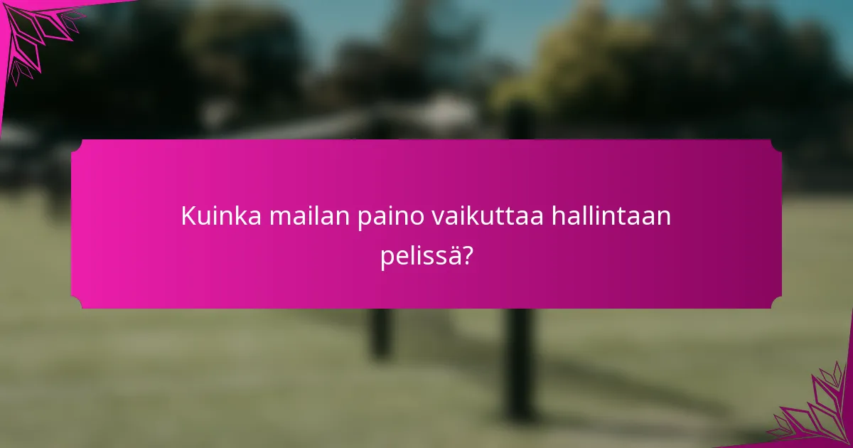 Kuinka mailan paino vaikuttaa hallintaan pelissä?