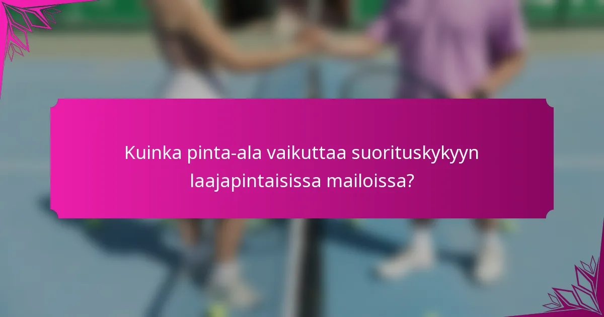 Kuinka pinta-ala vaikuttaa suorituskykyyn laajapintaisissa mailoissa?