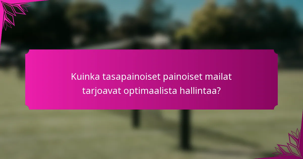Kuinka tasapainoiset painoiset mailat tarjoavat optimaalista hallintaa?