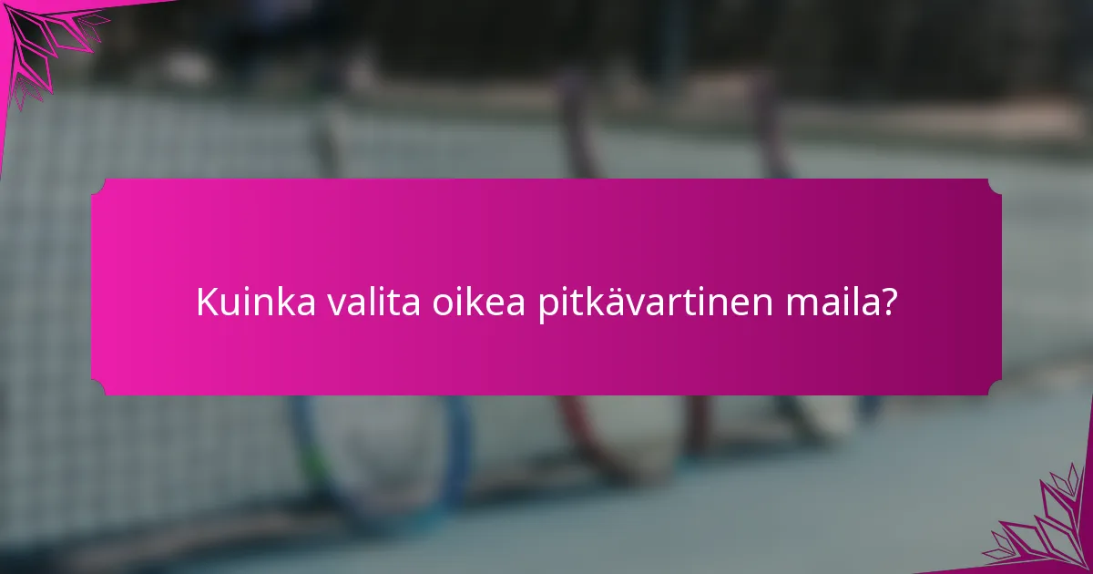 Kuinka valita oikea pitkävartinen maila?