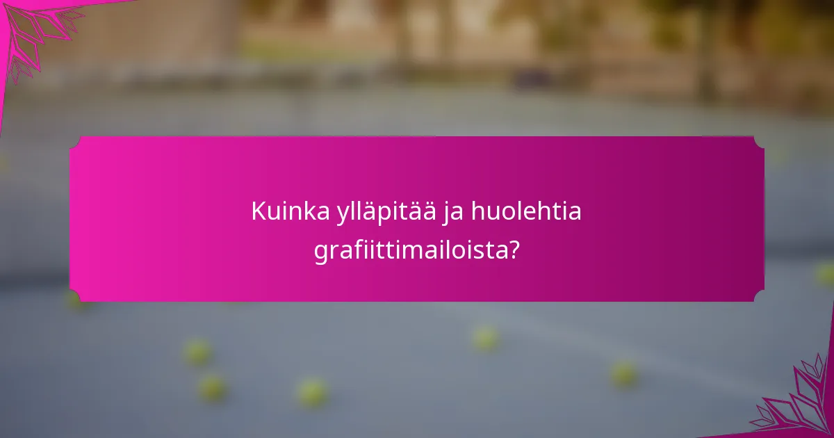 Kuinka ylläpitää ja huolehtia grafiittimailoista?