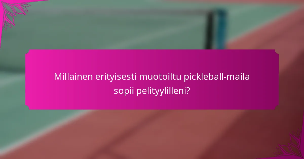 Millainen erityisesti muotoiltu pickleball-maila sopii pelityylilleni?