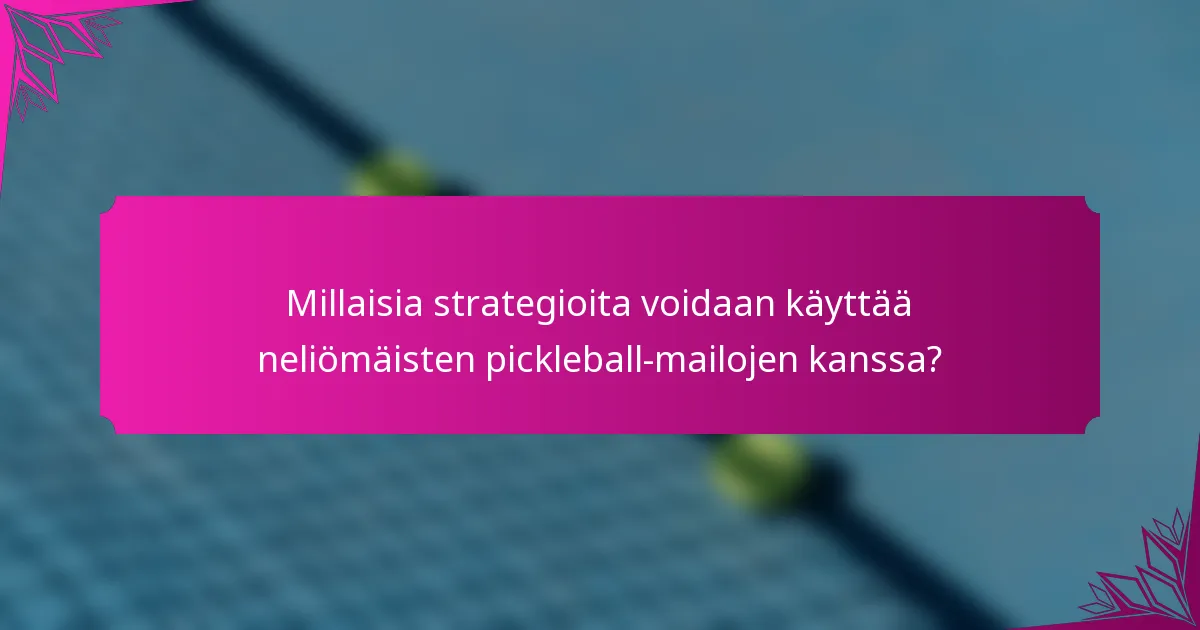 Millaisia strategioita voidaan käyttää neliömäisten pickleball-mailojen kanssa?