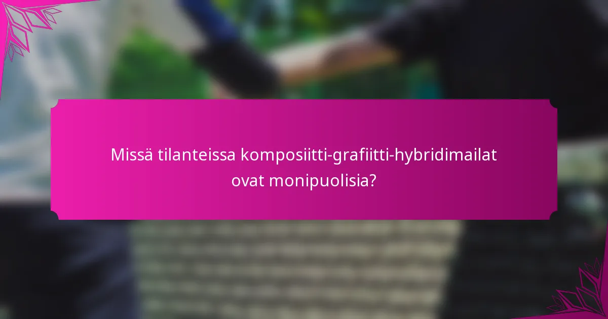 Missä tilanteissa komposiitti-grafiitti-hybridimailat ovat monipuolisia?