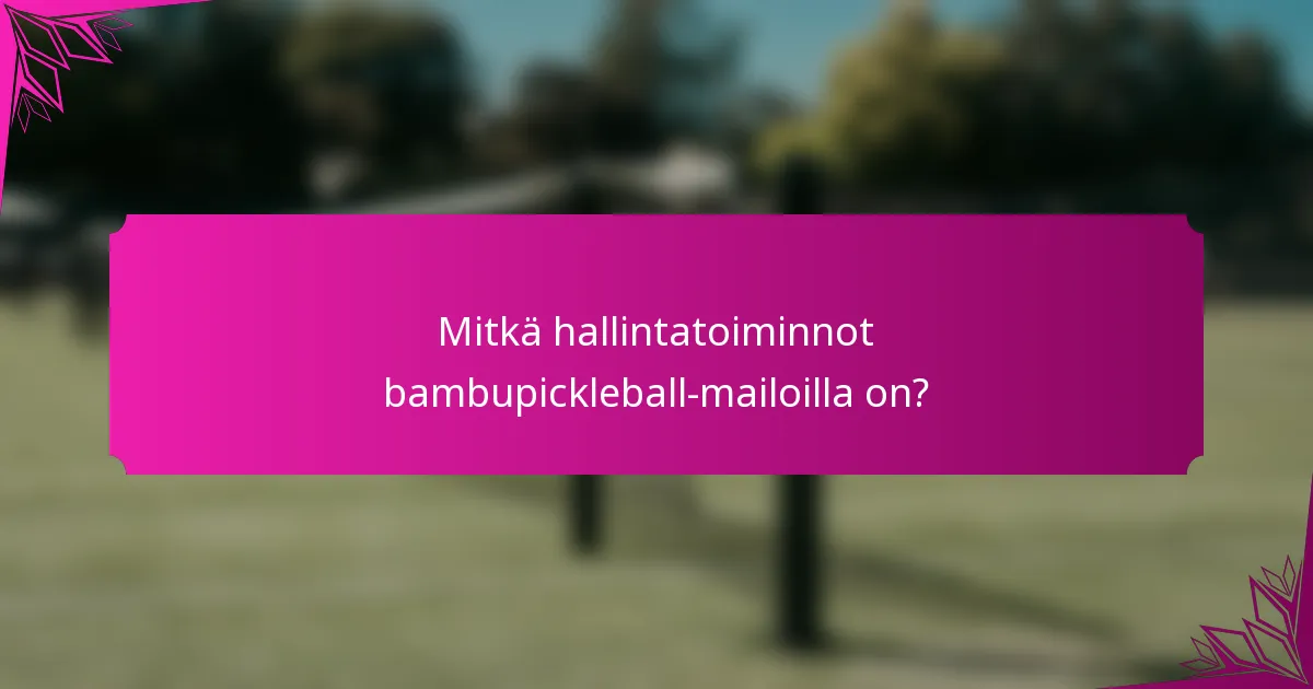 Mitkä hallintatoiminnot bambupickleball-mailoilla on?