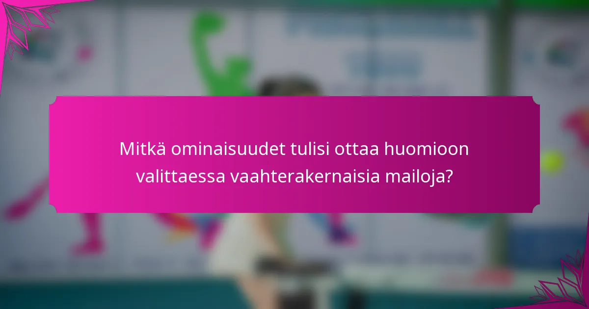 Mitkä ominaisuudet tulisi ottaa huomioon valittaessa vaahterakernaisia mailoja?