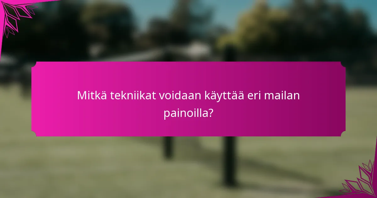 Mitkä tekniikat voidaan käyttää eri mailan painoilla?
